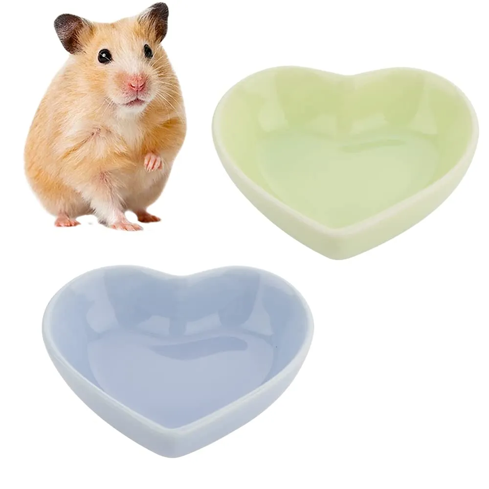 2 Pcs Hamster Ceramic Food Bowl Anti-Turning Food & Water Dish for Hamster Gerbil Hedgehog Rat Rodent (Green and Purple)