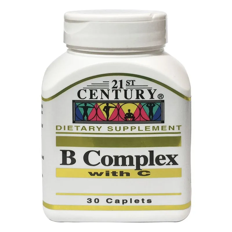 21st Century B Complex With Vitamin C Caplets For Energy & Immune Support, Pack of 30's