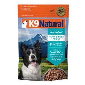 '28% OFF 500g (Exp 13Apr25)/BUNDLE DEAL': K9 Natural Hoki & Beef Feast Grain-Free Freeze-Dried Raw Dog Food