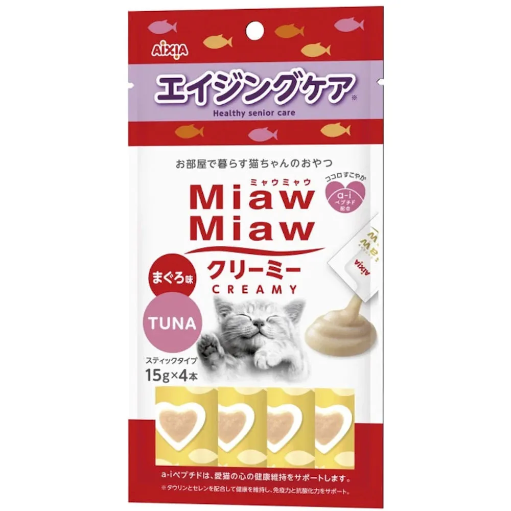 4 FOR $12: Aixia Miaw Miaw Creamy Tuna Healthy Senior Care Cat Treats 60g