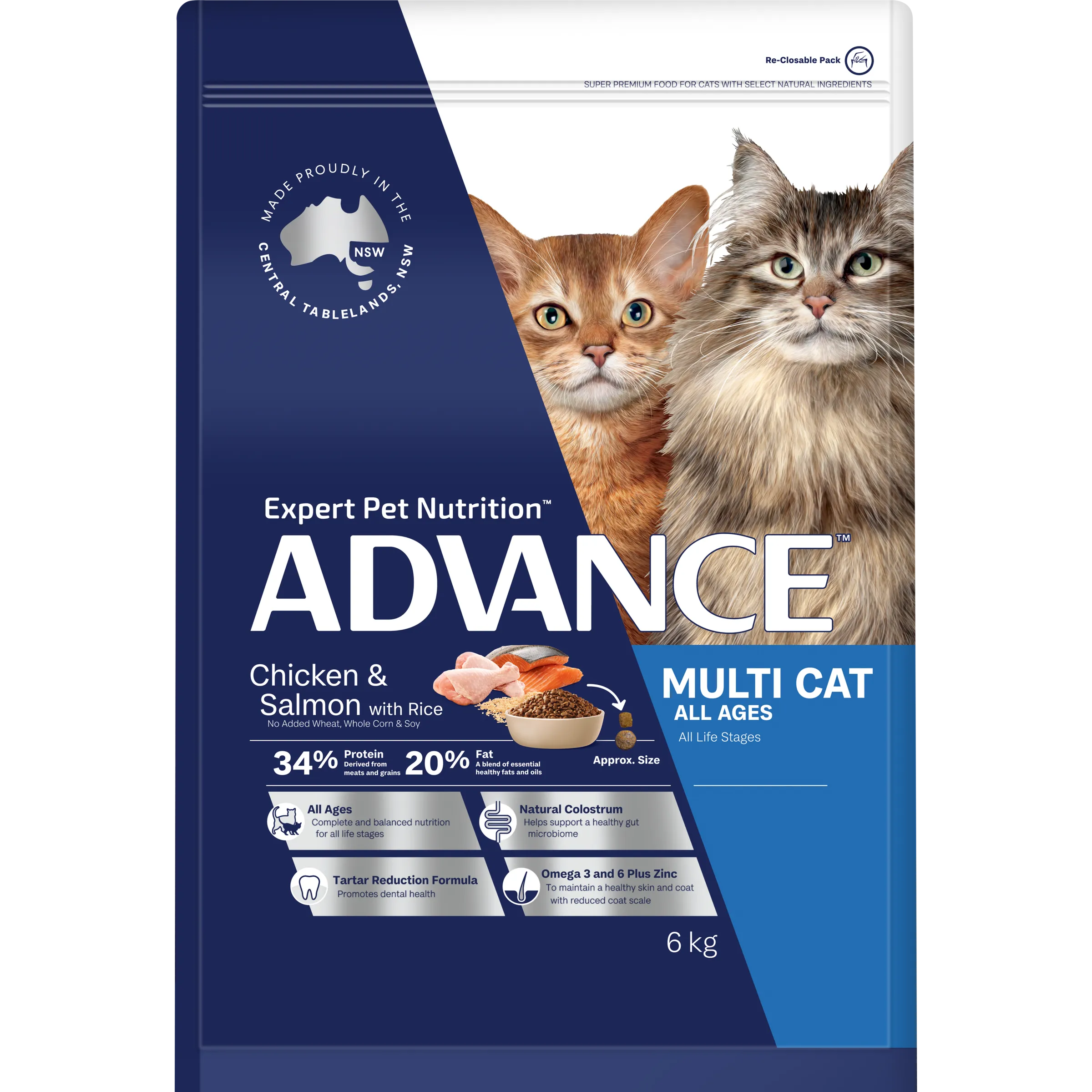 Advance Chicken and Salmon Multi Cat All Ages Dry Cat Food