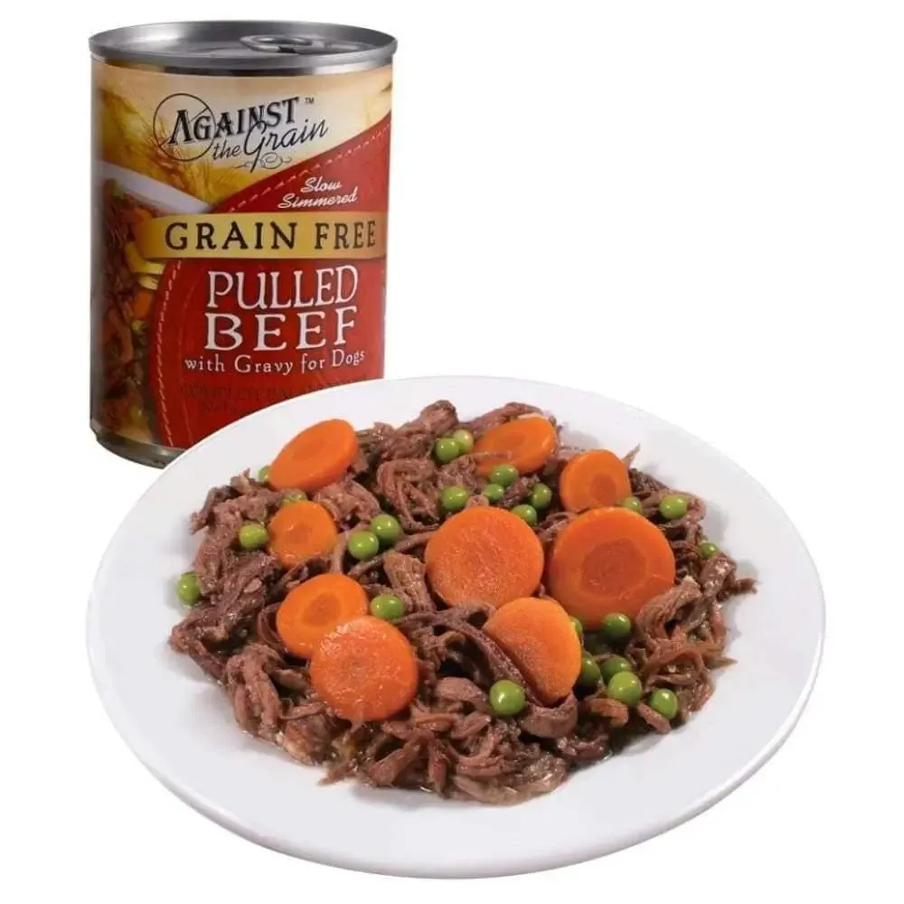 Against the Grain Hand Pulled Beef Dog Food 12-oz, case of 12