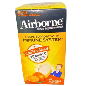 Airborne Vitamin C 13 Vitamins , Minerals & Herbs Chewable Citrus Tablets (34 Pcs Lot)