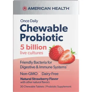 American Health Chewable Probiotics 5 Billion Strawberry 30 Tablets