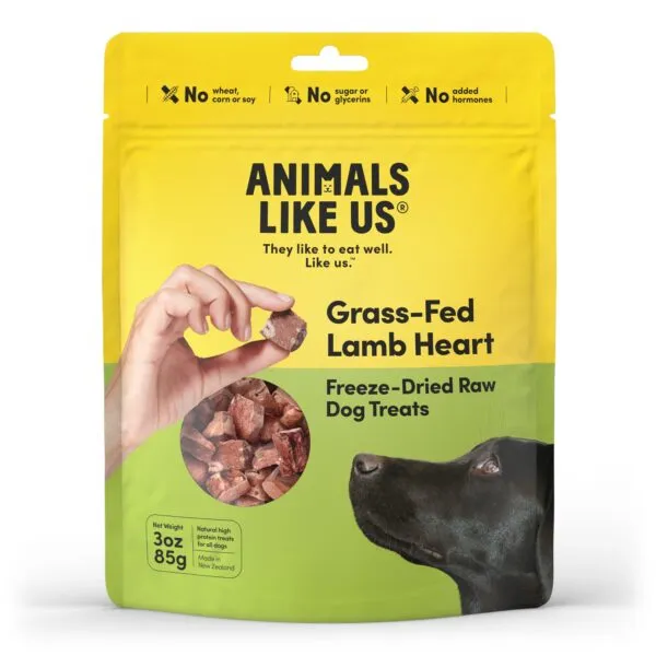 Animals Like Us Freeze-Dried Grass-Fed Lamb Hearts 3-oz, Dog Treat