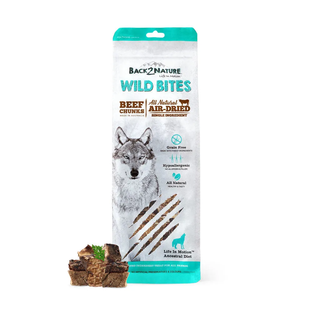 Back2Nature Wild Bites Beef Chunks Air Dried Dog Treats 150g