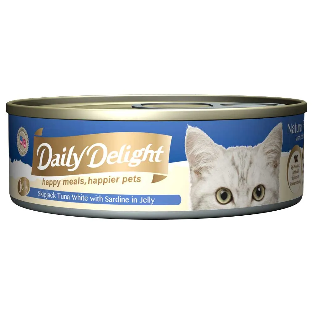 Daily Delight Skipjack Tuna White with Sardine in Jelly Canned Cat Food 80g