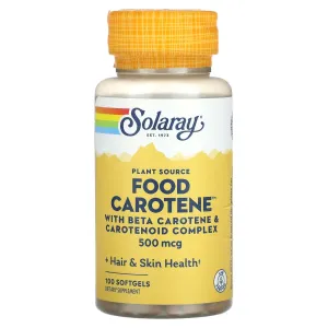 Dietary supplement Solaray Plant Source Food Carotene with Beta Carotene & Carotenoid Complex, 500 mcg. 100 softgels