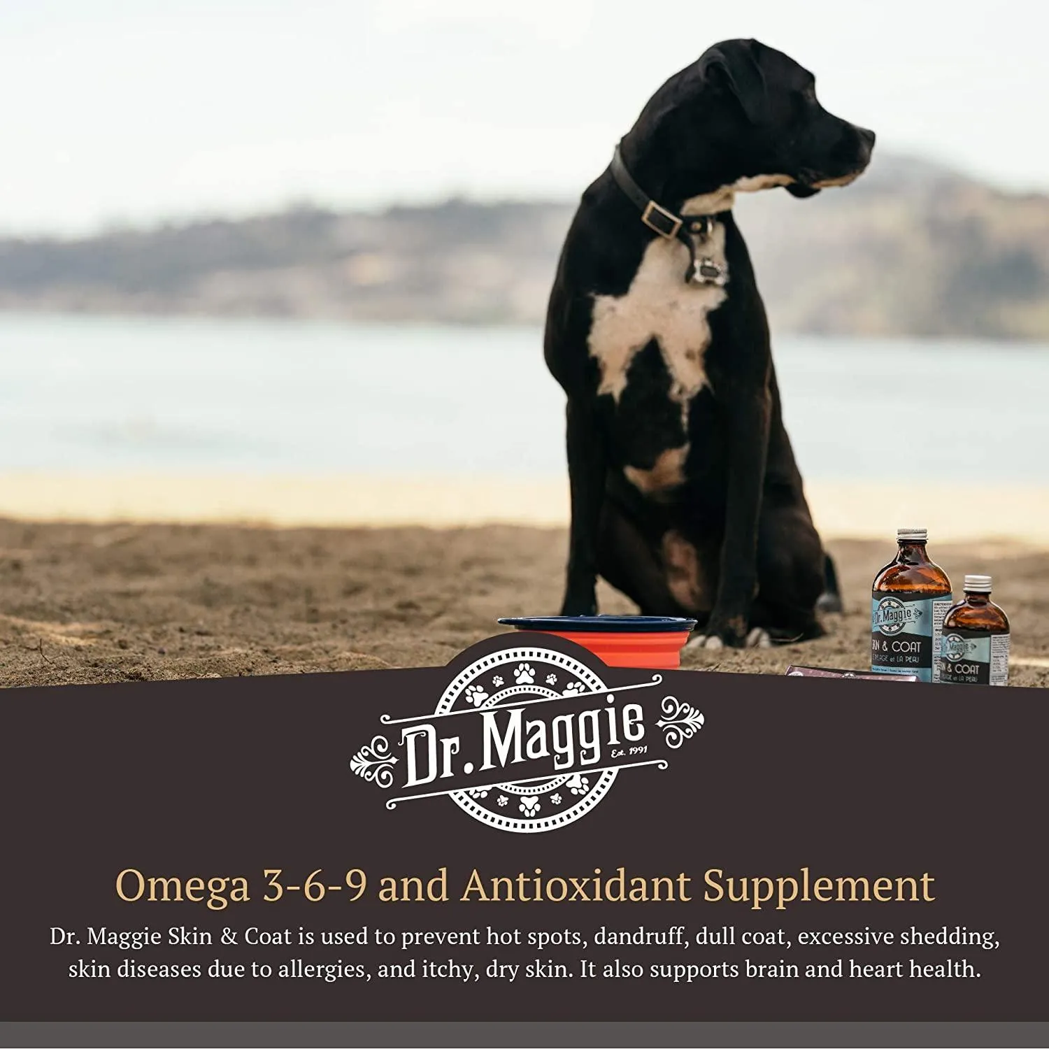 Dr. Maggie Skin and Coat Omega 3 Supplement with Fish Oil, Flax, and Olive Oil