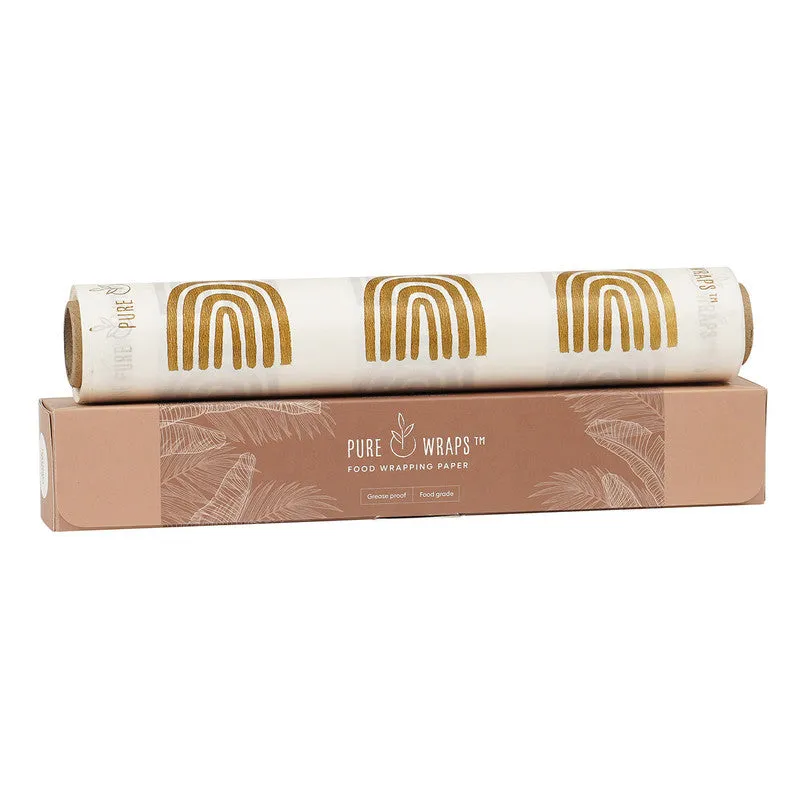 Food Wrapping Paper Roll | Brown Curves Print | White