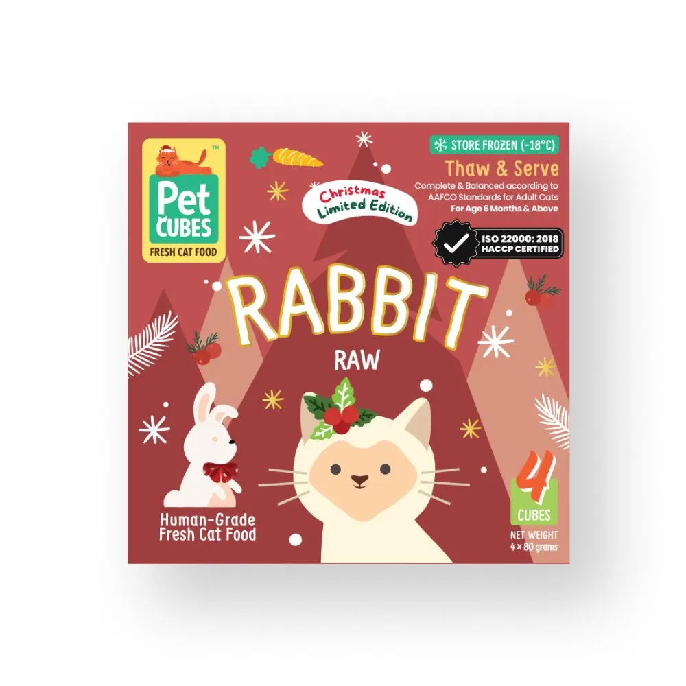 *FROZEN* PetCubes Cat Raw Rabbit Christmas Edition 320g