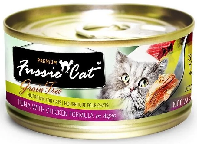 Fussie Cat Premium Grain Free Tuna with Chicken Formula in Aspic Canned Food