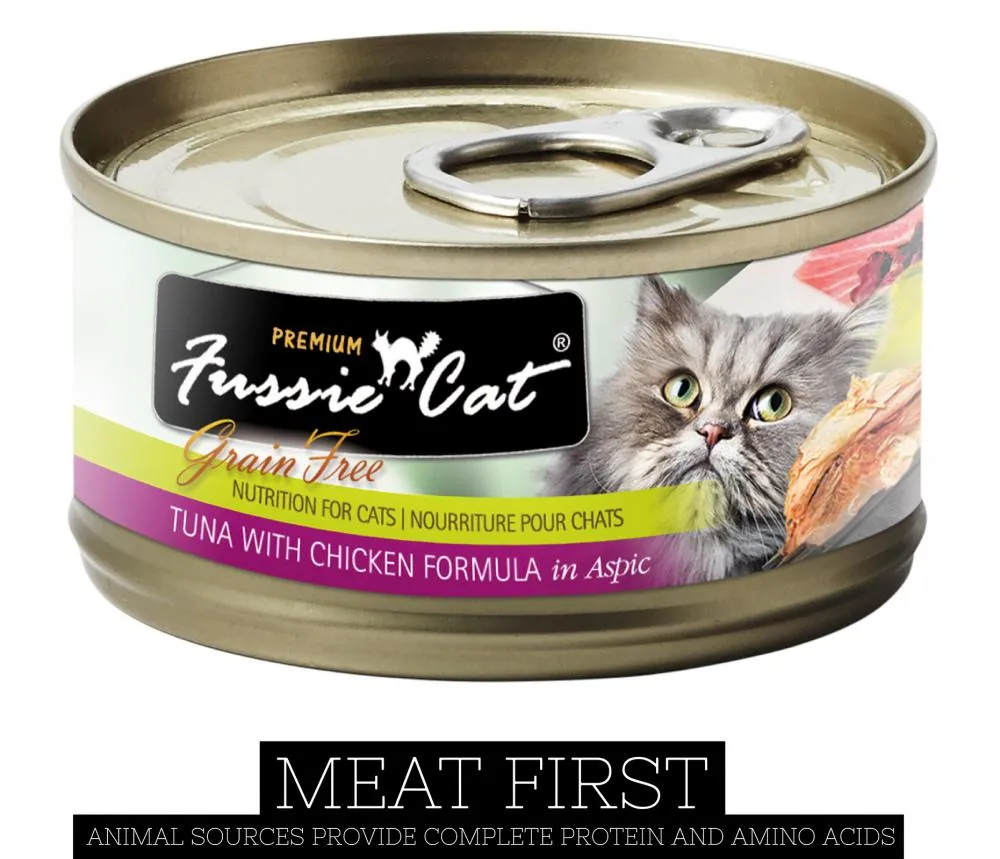 Fussie Cat Premium Grain Free Tuna with Chicken Formula in Aspic Canned Food