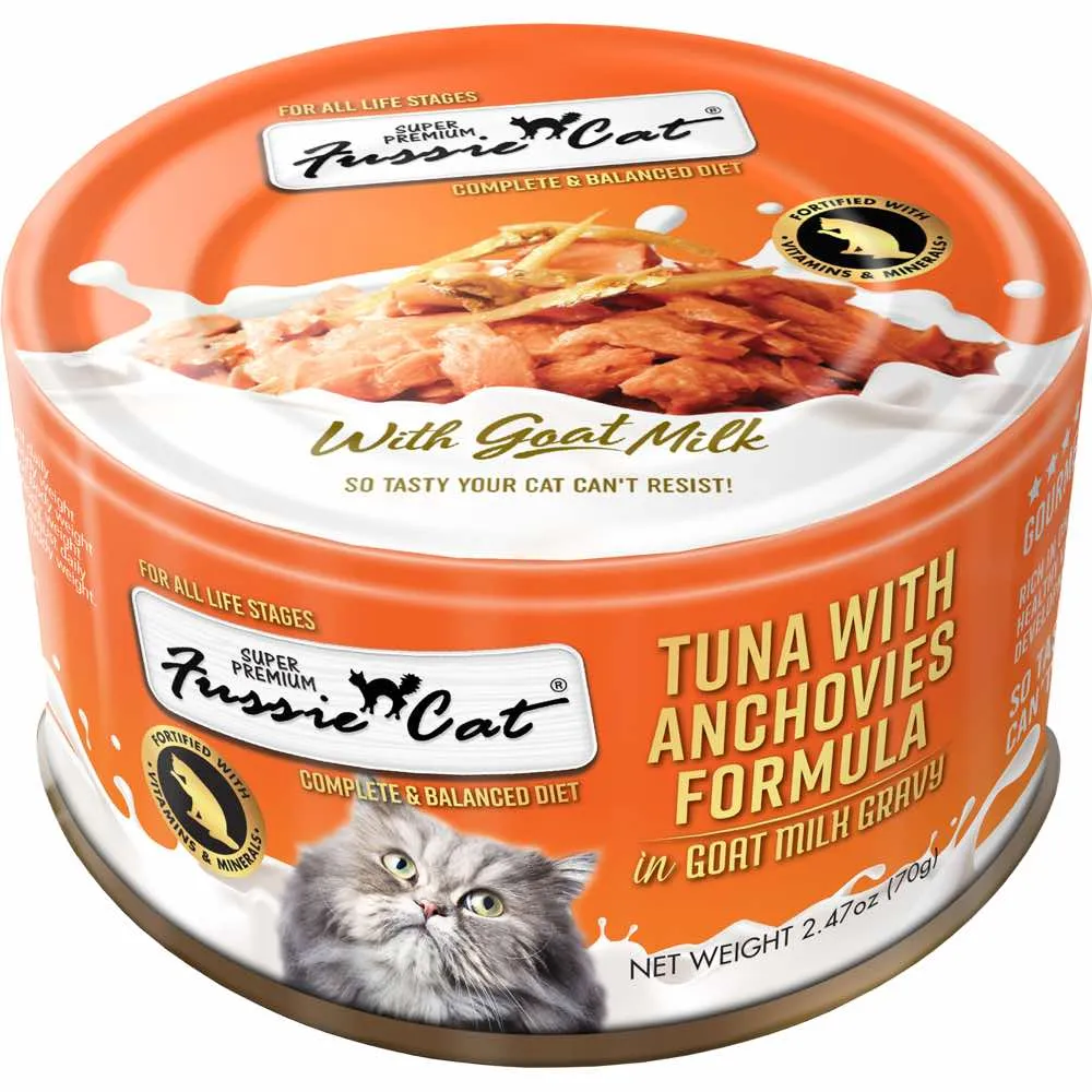 Fussie Cat Tuna With Anchovies Formula In Goat Milk Gravy Grain-Free Canned Cat Food 70g