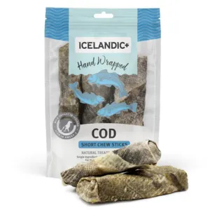 Icelandic  Dehydrated Cod Skin 5" Hand Wrapped Dog Chew 3 Pack 2.8 oz