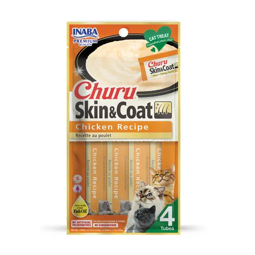 Inaba Cat Churu Skin & Coat Treats 14g x 4 Pack - Chicken Recipe