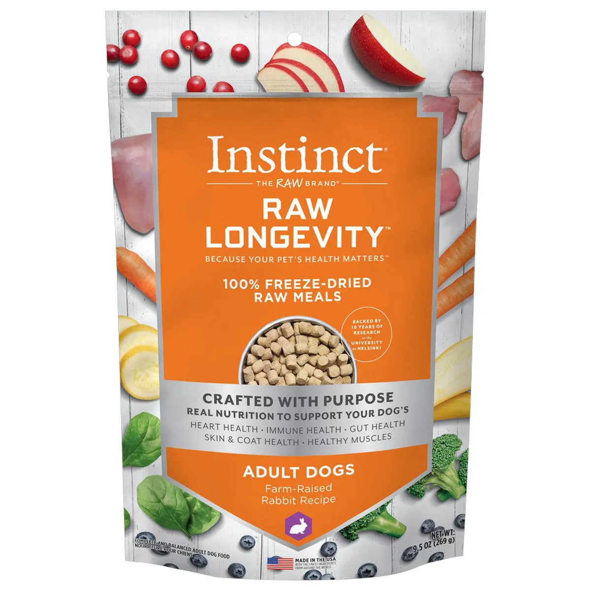 Instinct Raw Longevity 100% Freeze-Dried Raw Meals Farm-Raised Rabbit Dog Food 9.5oz