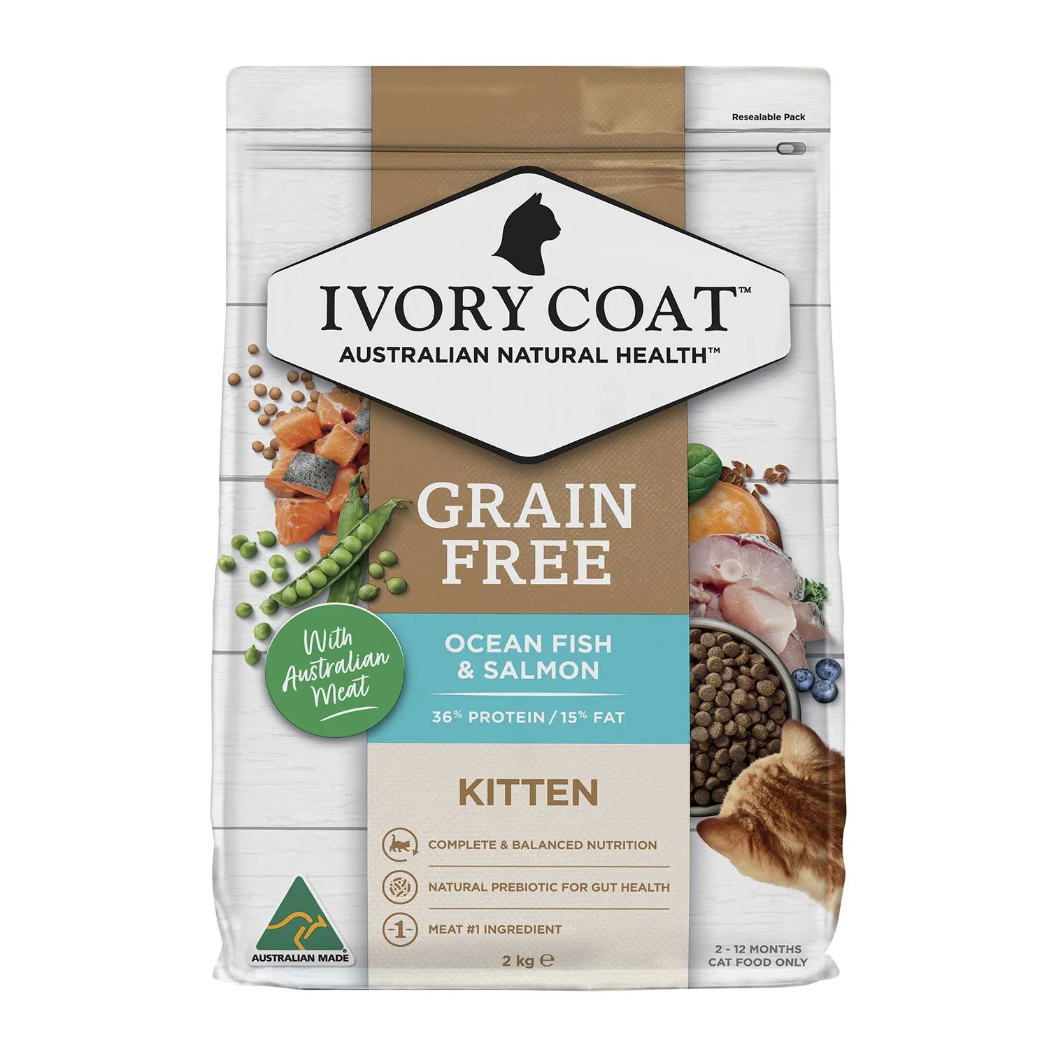 Ivory Coat Grain Free Oceanfish & Salmon Kitten Dry Cat Food 2kg