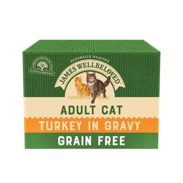 James Wellbeloved Adult Cat Food Turkey in Gravy Pouch Grain Free 12 x 85g