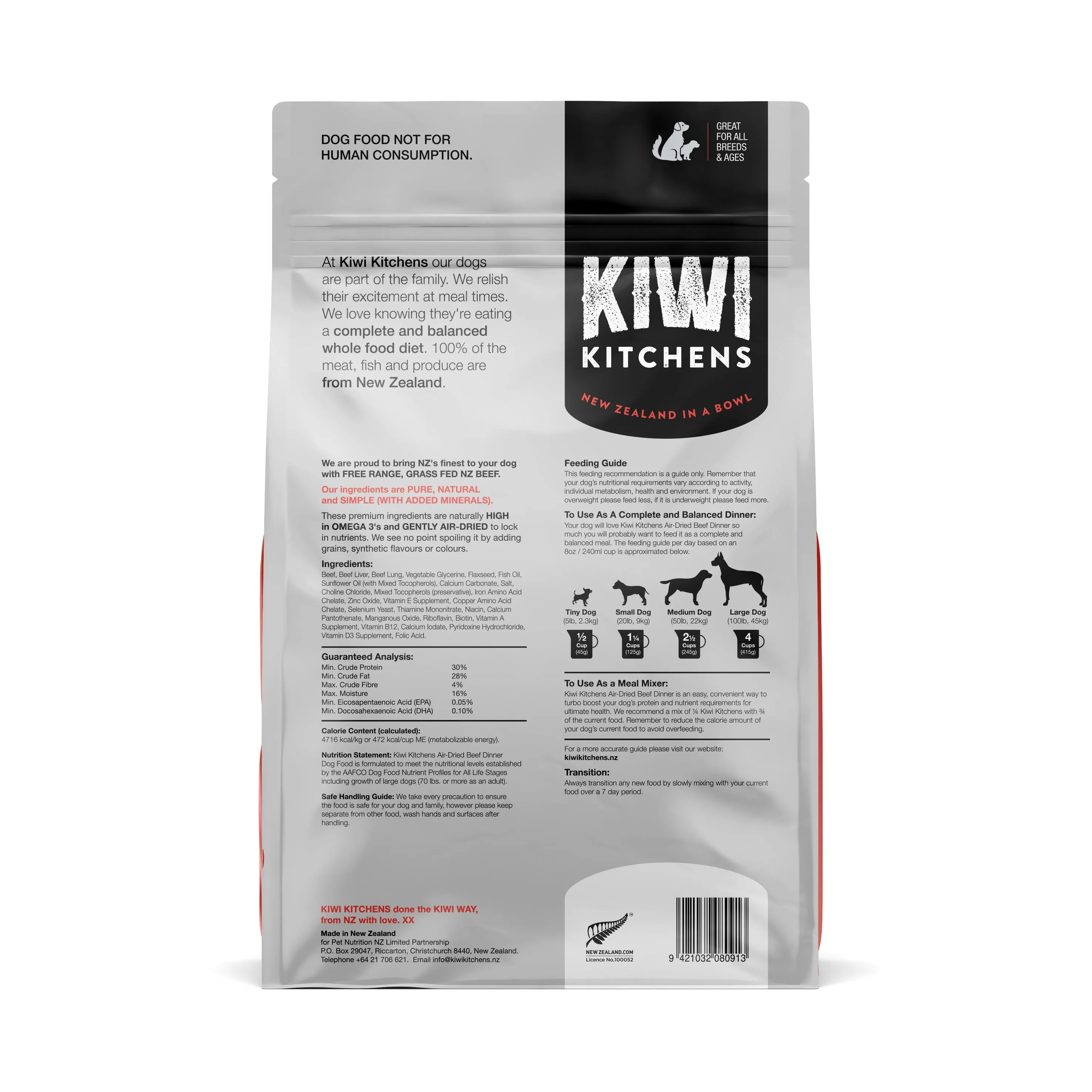 Kiwi Kitchens Beef Dinner Air Dried Dog Food 2kg