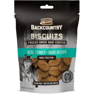 Merrick Backcountry Grain Free Turkey & Duck Recipe Freeze Dried Raw Coated Biscuit Dog Treats