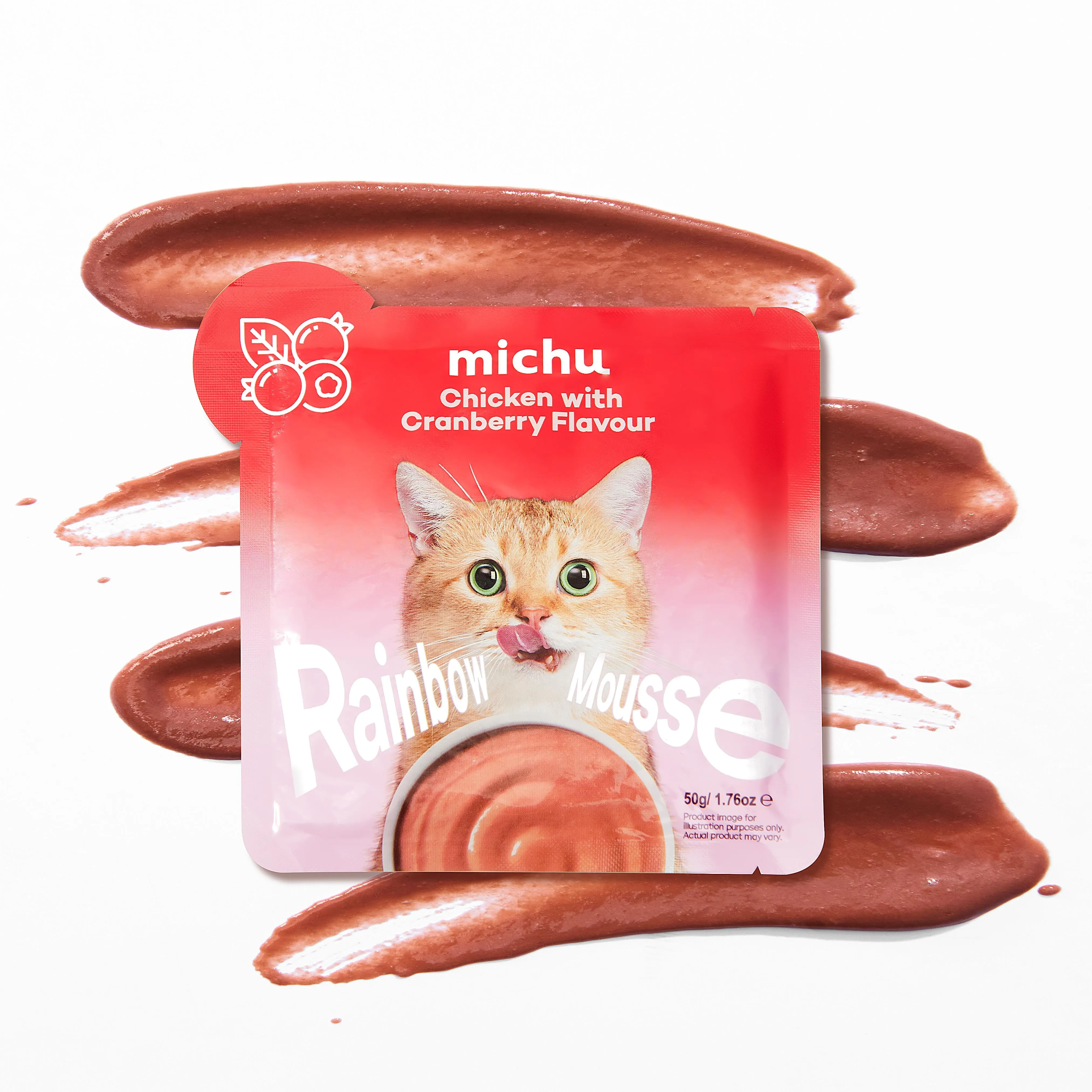 Michu Rainbow Mousse Chicken With Cranberry Flavour Cat Wet Food 50g x 10