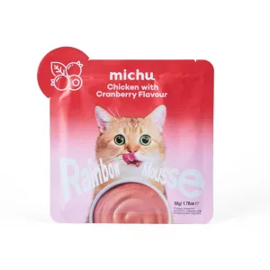 Michu Rainbow Mousse Chicken With Cranberry Flavour Cat Wet Food 50g x 10