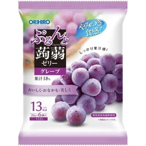 Orihiro Konjac Jelly Snack Grape Flavor 120g (Pack of 6)