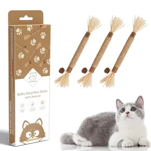 Potaroma Natural Silvervine Sticks Cat Toys, Catmint Silvervine Blend Sticks