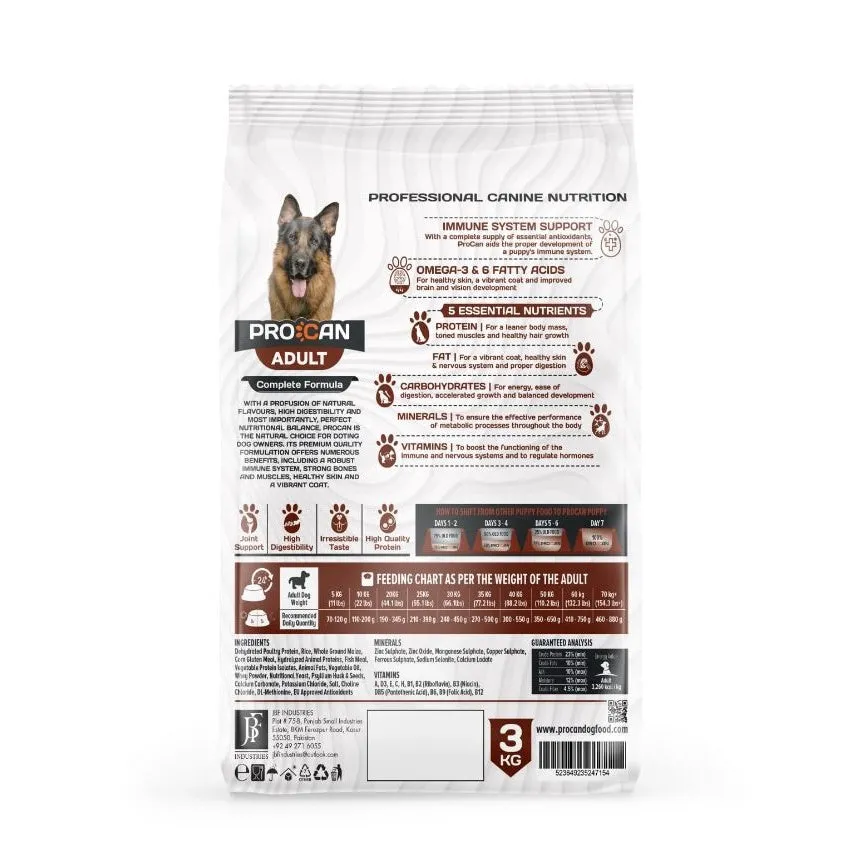 PROCAN Adult Dog Food - 3kg & 15kg - Best For Your Dogs