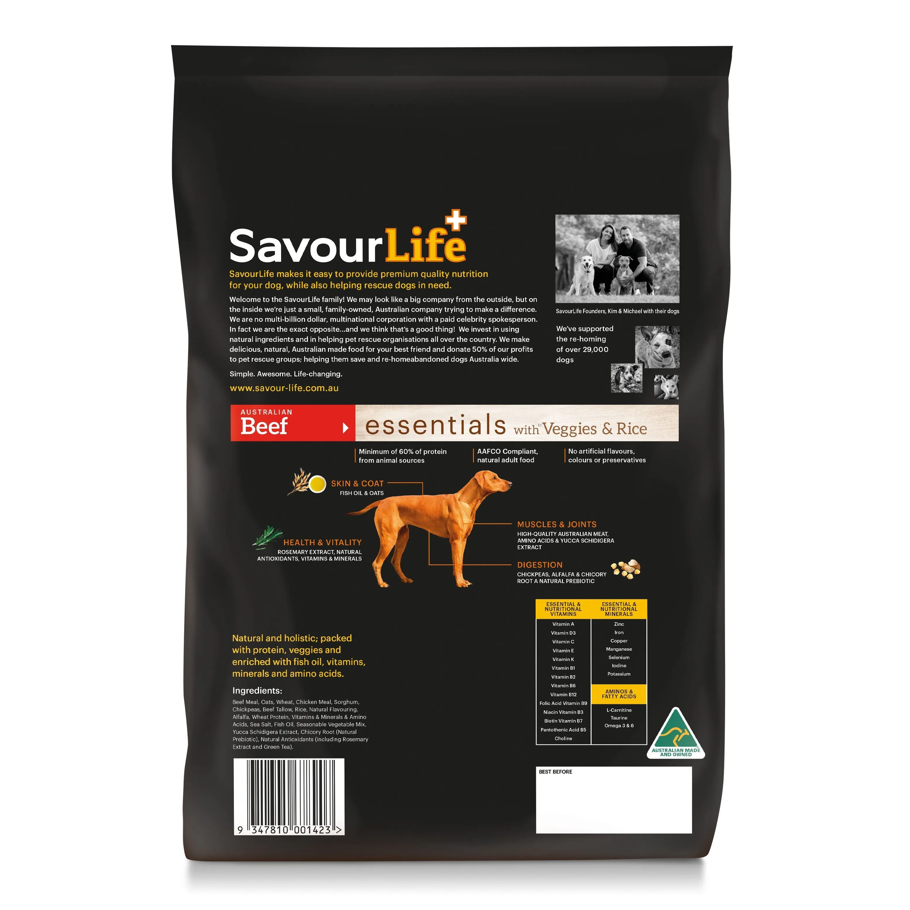 Savourlife Essentials Dry Dog Food Beef with Veggies & Brown Rice 3kg^^^