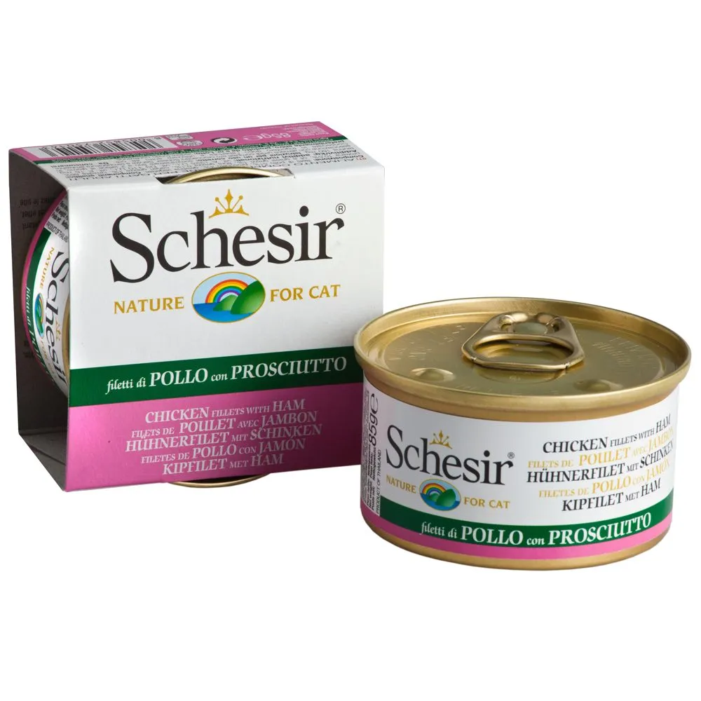 Schesir Chicken Fillet with Ham in Jelly Adult Canned Cat Food 85g