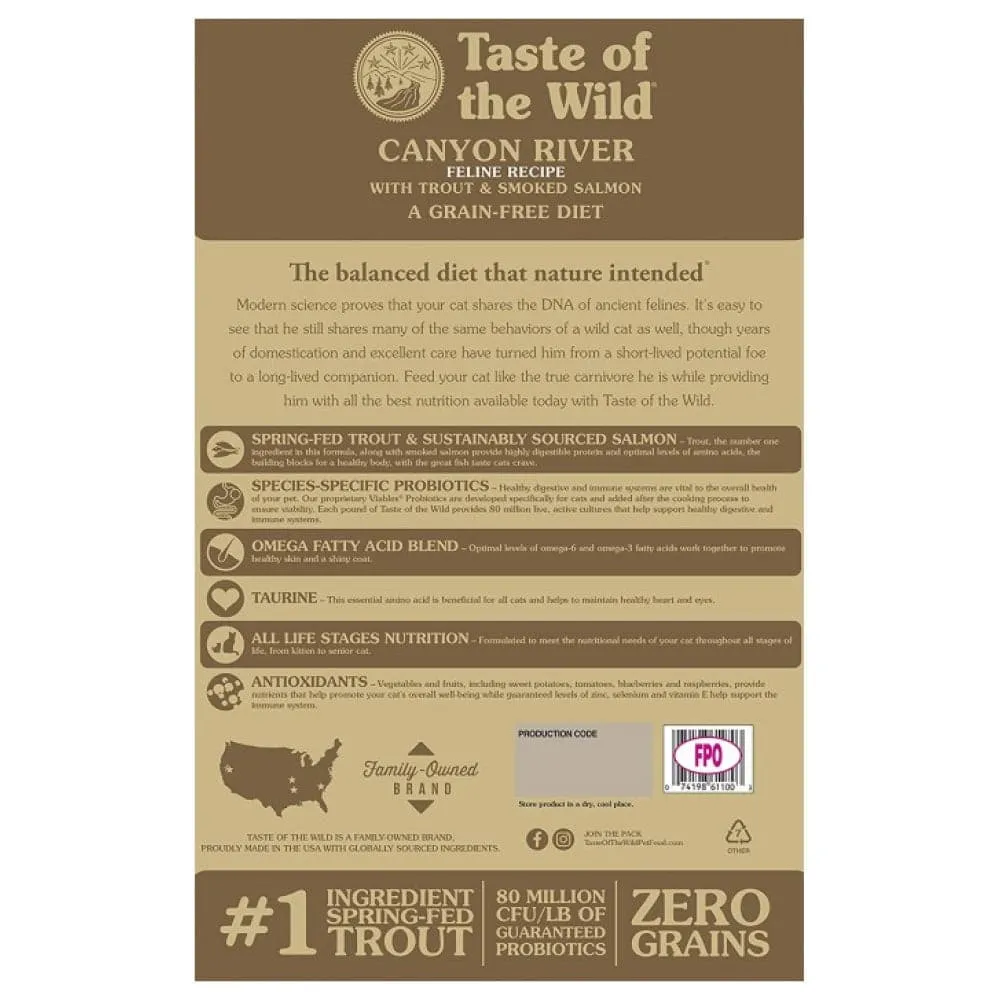 Taste of the Wild Canyon River Feline Recipe with Trout & Smoked Salmon Cat Dry Food | Grain Free Formula