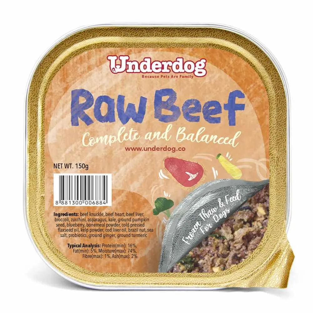 Underdog Raw Beef Complete & Balanced Frozen Dog Food 1.2kg