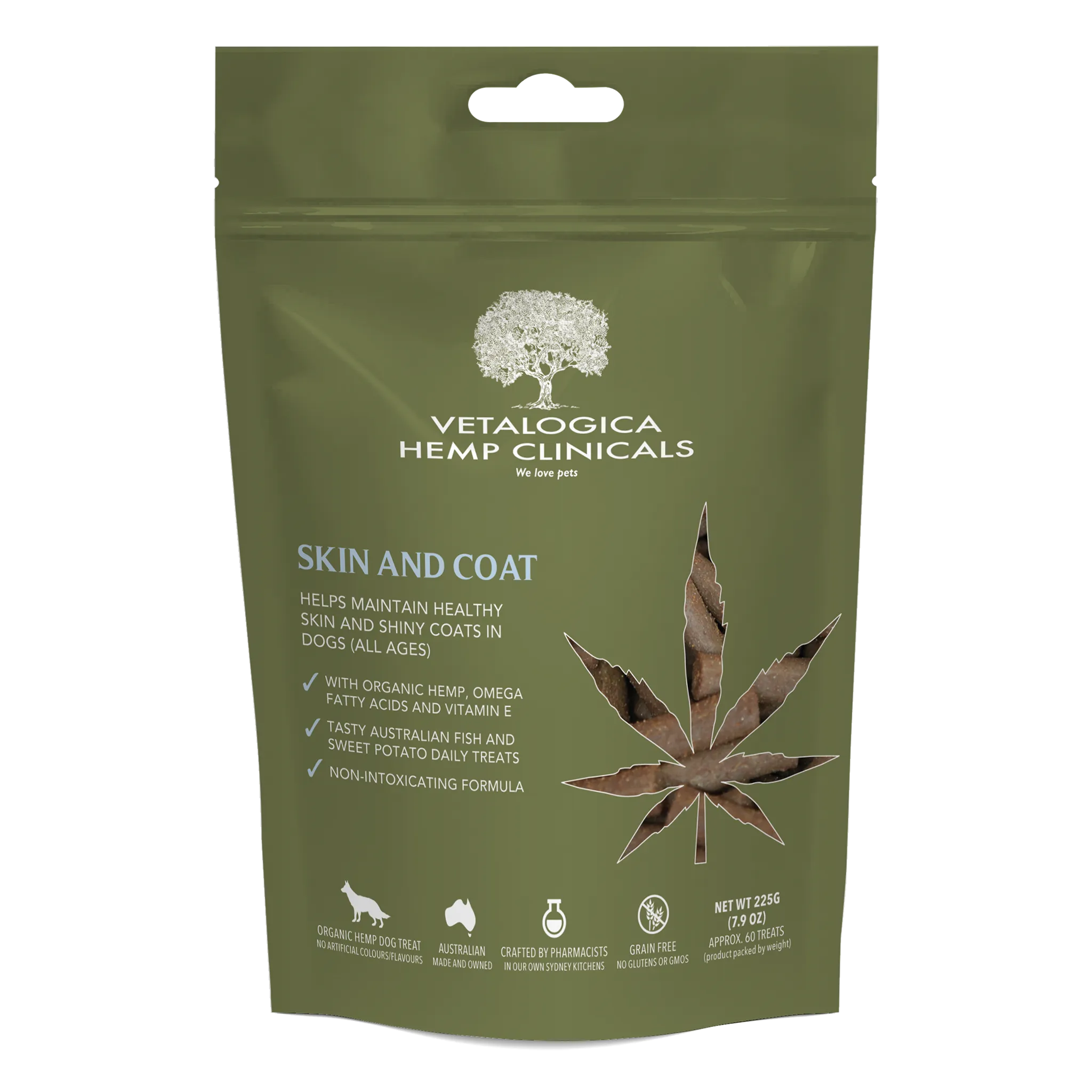 Vetalogica Hemp Clinicals Skin & Coat Treats for Dogs 225g