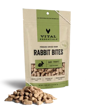 Vital Essentials Freeze-Dried Rabbit Bites Dog Treats 2oz