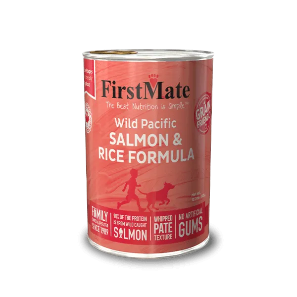 Wild Pacific Salmon & Rice Formula for Dogs, 12.2oz cans, from FirstMate Pet Foods